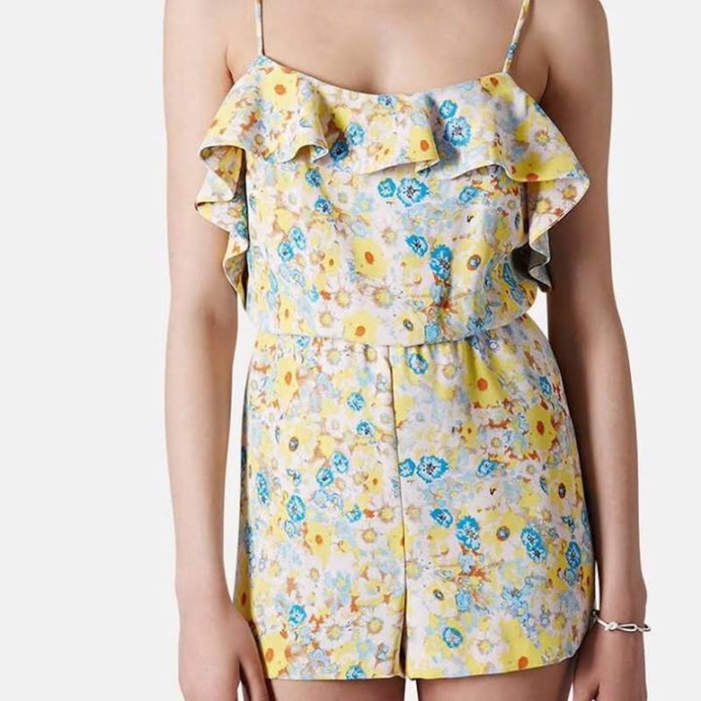 Topshop yellow floral romper